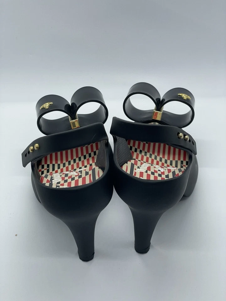 Vivienne Westwood x Melissa Dama Dragón Arco Tacones Negros EE. UU. 5 Caja y Bolsa para el Polvo Raro Foto 4 de 4