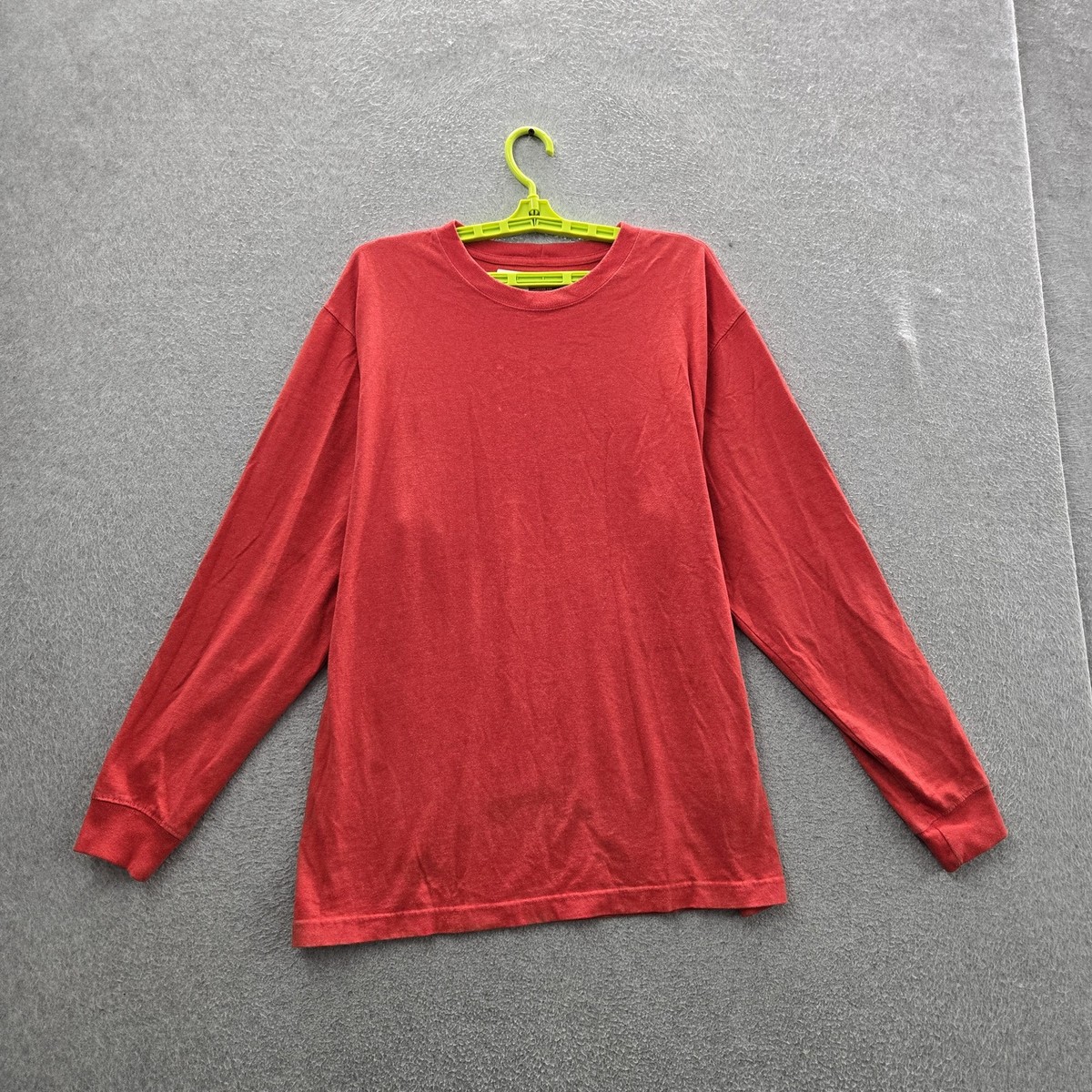 Carhartt Men Shirt L Red Logo Text K231 Long Sleeve Pocket Shirt