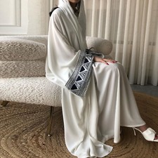 Abaya Muslim Women Open Kaftan Cardigan Maxi Dress Dubai Islamic Kimono Moroccan