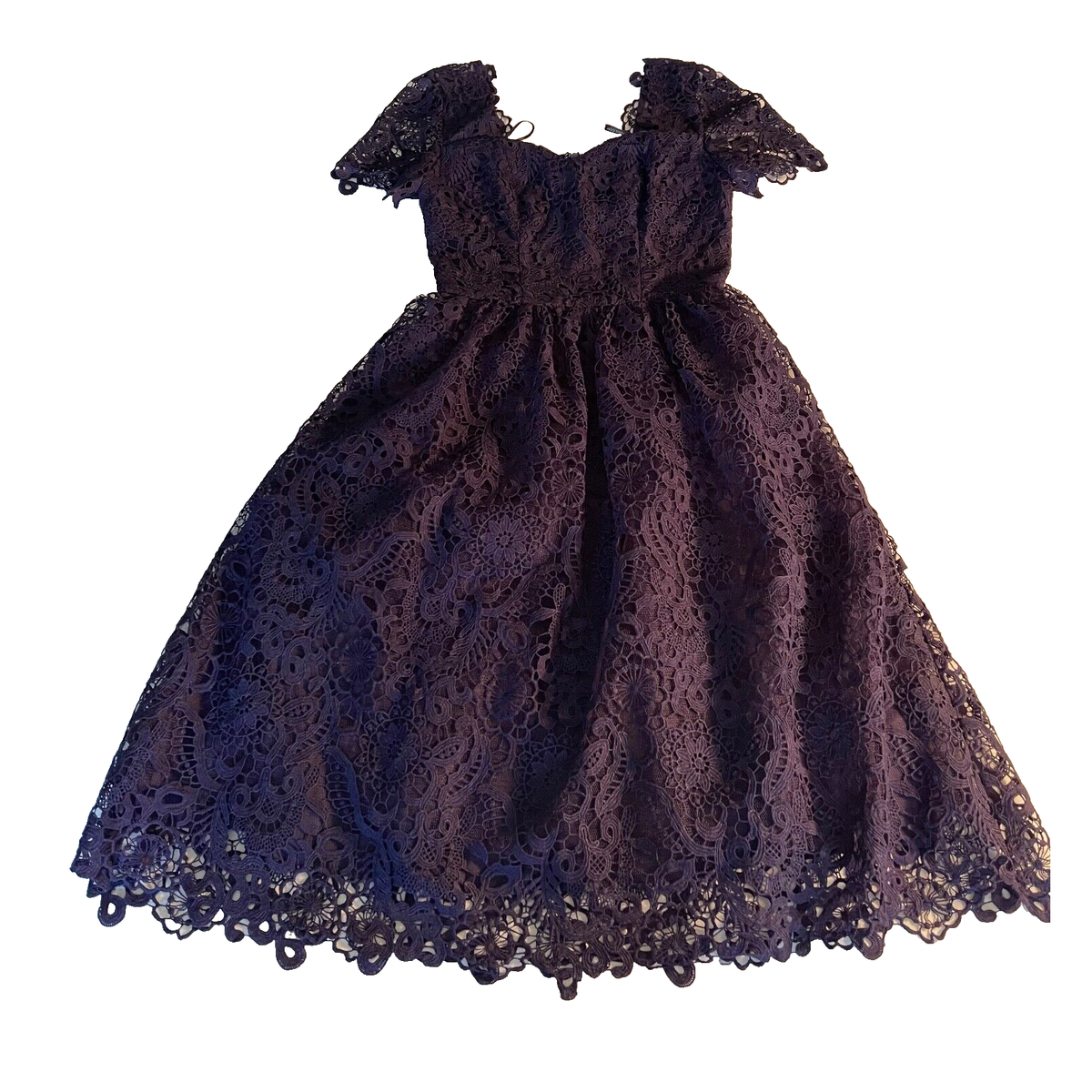 Chi Chi London Women's Lace Dres Lined S/S Fit n Flare Size 6 Navy A+ | eBay