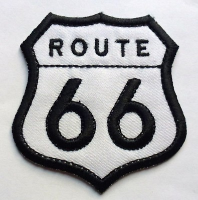 ROUTE 66 - AUFNÄHEN ODER AUFBÜGELN BIKER MOTORRAD PATCH 70mm x 75mm