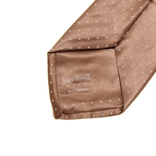 Italo Ferretti NWT Neck Tie Light Brown with White Dots 100% Silk Made in Italy - Picture 8 of 10