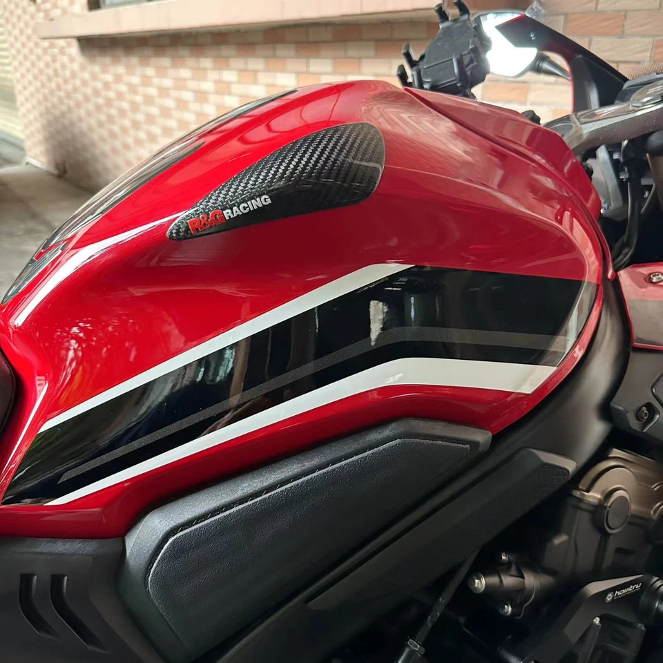 Cubierta protectora del tanque de combustible de fibra de carbono ABS para Honda CBR650R/CB650R 2019-2024 Foto 4 de 4