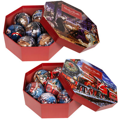 Weihnachtsdeko Kugeln 7er Box bruchsicher Kunststoff 70 mm - Design wählbar