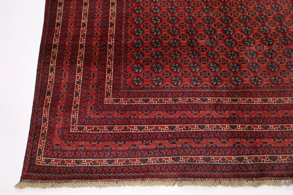 7 x 10 ft Bokhara Red Area Rug Afghan Hand Knotted Bedroom Rug living Room Rug - Image 4 of 4