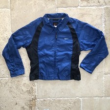 Vintage Nike Blue Windbreaker Rain Coat Youth Jacket Size Medium 8-10 Swoosh EUC
