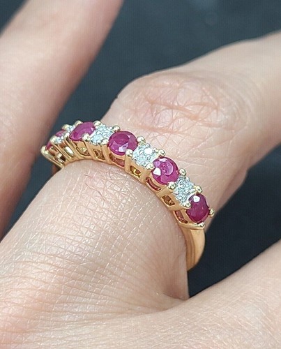 Deal! 1.06CTW Genuine Natural Ruby & Natural Diamond Ladies Ring 14K Gold - Picture 2 of 11