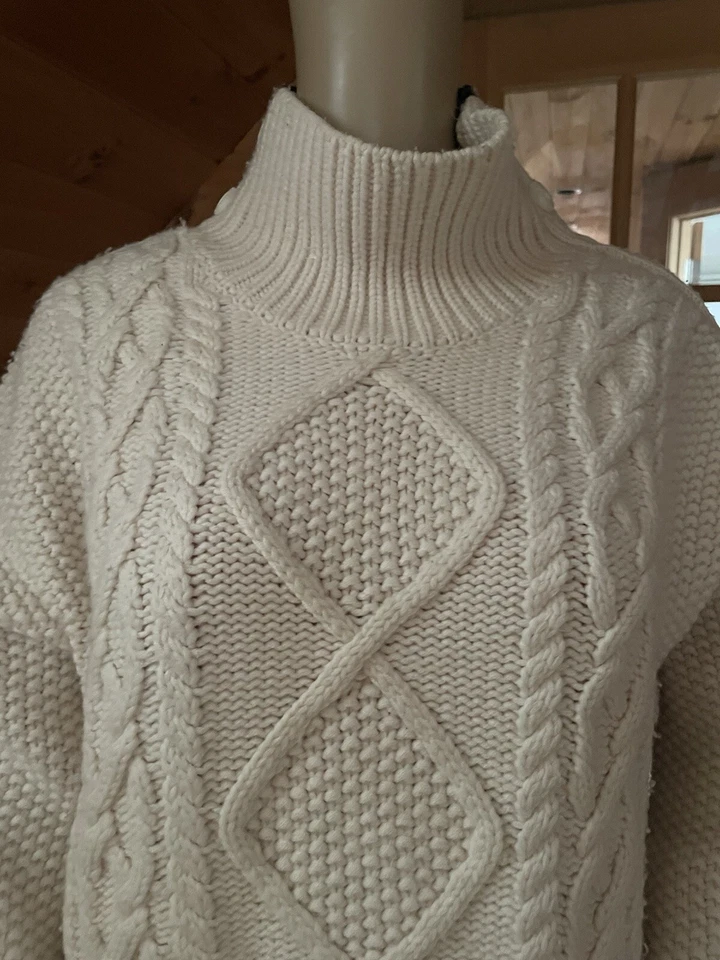 Rag & Bone 高领粗针织白色黑色毛衣羊毛混纺大码 — 第 2/4 张图片