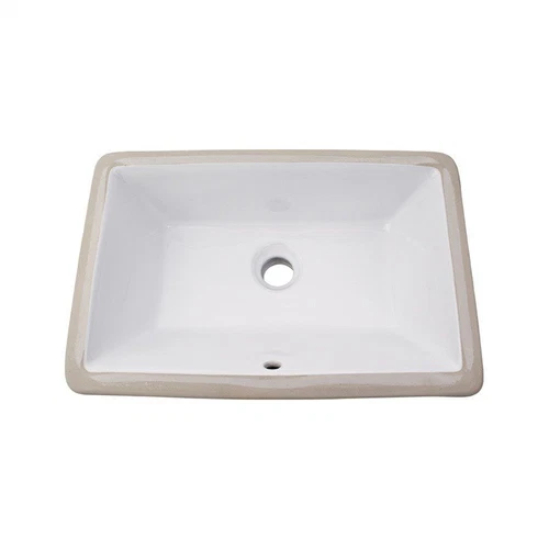 Porcelain Medium Rectangular Bowl Undermount White Bathroom Ceramic Sink Modern - Picture 3 of 5