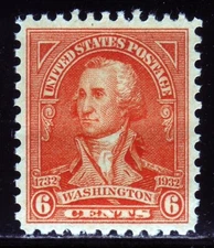 #711 SIX CENT WASHINGTON .  EXTRA FINE 1. NEVER HINGED ORIGINAL GUM. SCV $40