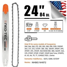  24 Inch Laminated Chainsaw Guide Bar Saw Chain Combo 3/8 Pitch 0.058 Chain