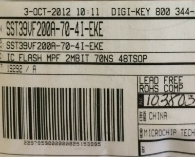 SST39VF200A-70-4I-EKE MICROCHIP IC FLASH 2M PARALLEL 48TSOP SMD ROHS 5 PCS