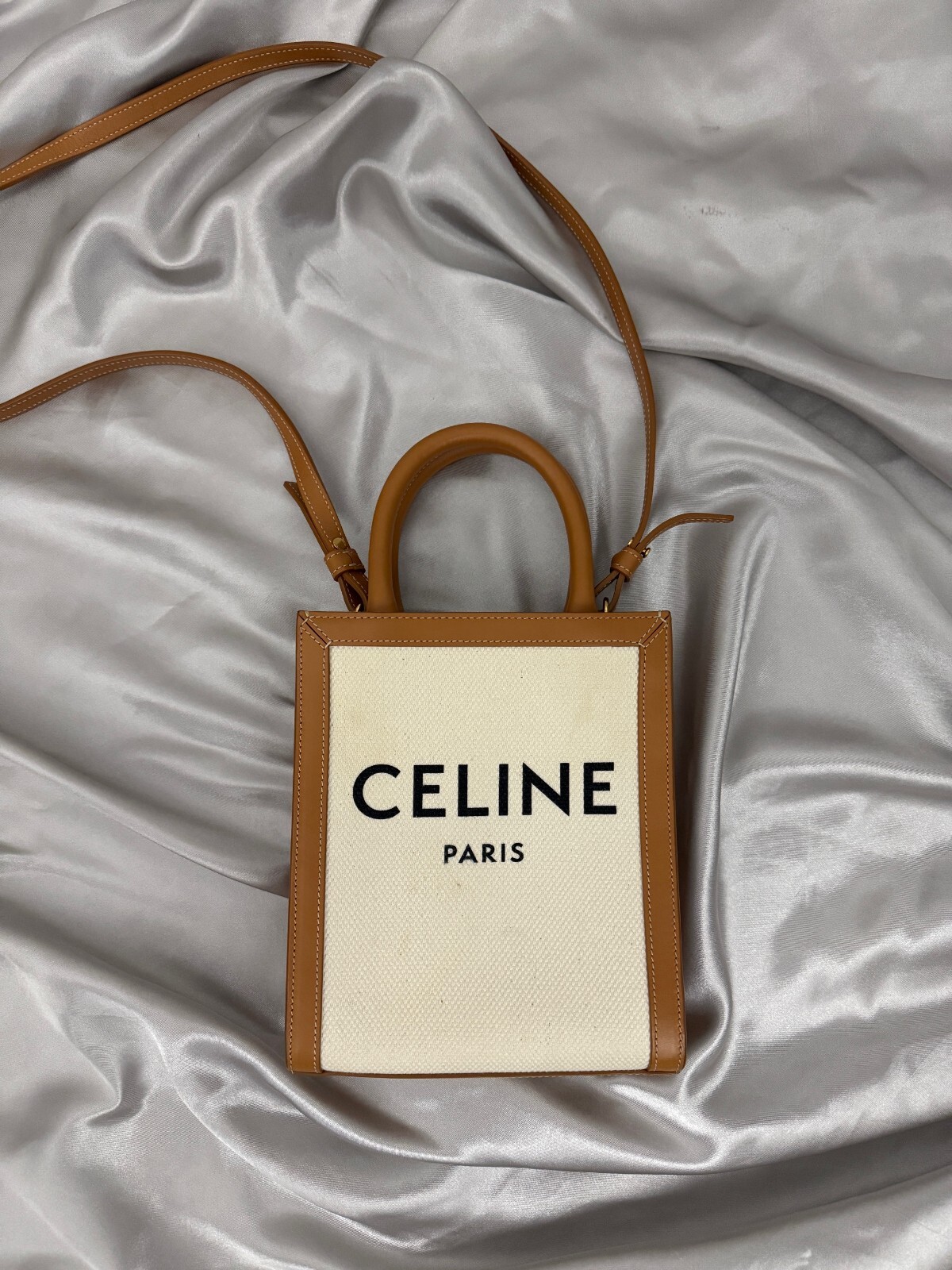 Celine Triomphe Canvas Crossbody Bag with Leather Trim