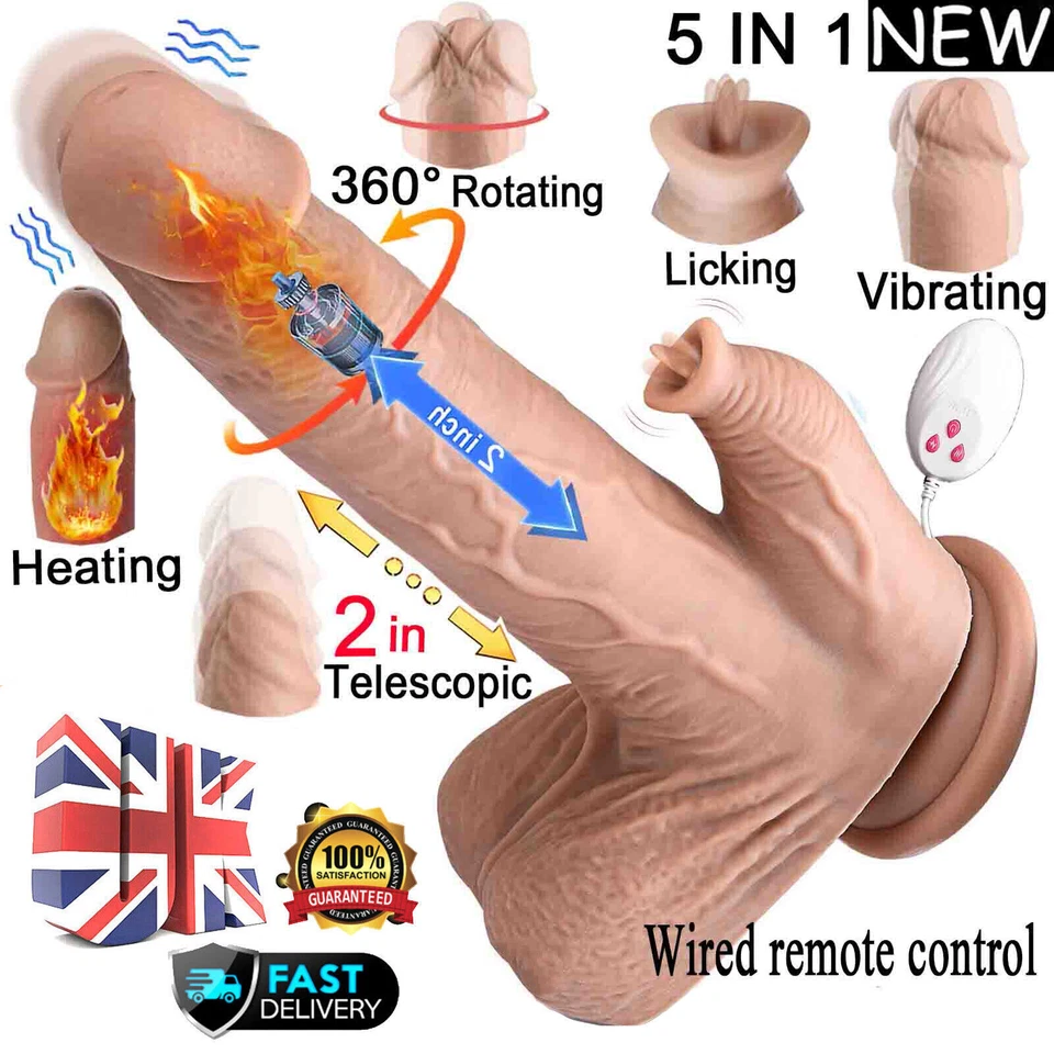 Realistic Licking Vibrator Heating Thrusting Rotating Dildo Sex Toy For Women