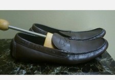 Prada Logo Black Leather Men's Loafers Shoes Size. 39.5( US 10.5)