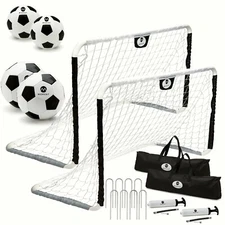 Morvat Black & White Soccer Goal Net Set for Kids, Indoors & Outdoors, 2 Pack