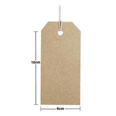 100 Etichette Per Bagagli Marroni - Buff Stringate Con Cordino - Vendita Al Dettaglio