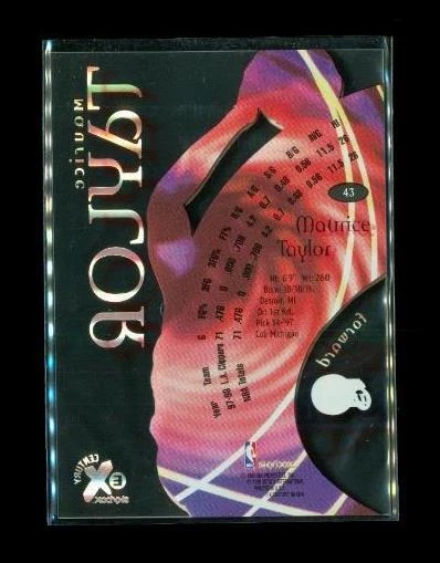 1998-99 SKYBOX EX CENTURY See Thru Basketball Card #43 MAURICE TAYLOR Clippers - Image 2 of 2
