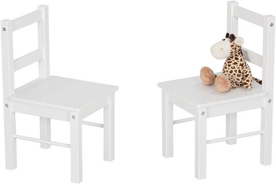 Child'S Wooden Chair Pair for Play or Activity, Set of 2, White  