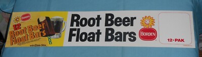 vintage BORDEN ROOT BEER FLOAT ice cream bars advertising paper sign poster