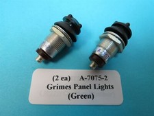 (2) Grimes RARE Green Aircraft Instrument Panel Lights Bell Cessna Beech Piper