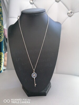 feine  Gliederkette  Collier silberfarben mit Anhänger    neu K18