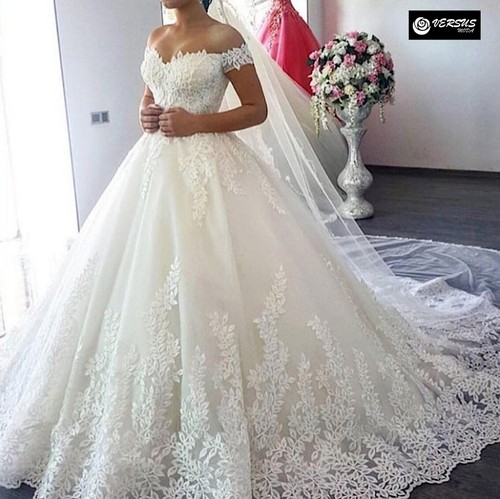Abito Vestito da Sposa con Ricami e Strascico Maxi Wedding Dress BRID025 |  eBay