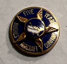 Vintage 10K Hughes Aircraft Company 5 Years of Service Employee Pin With Stone