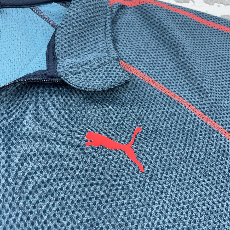 Puma Sudadera Hombre Grande Azul Rosa Cremallera Completa Chaqueta Rendimiento Traje de Pista Foto 3 de 4