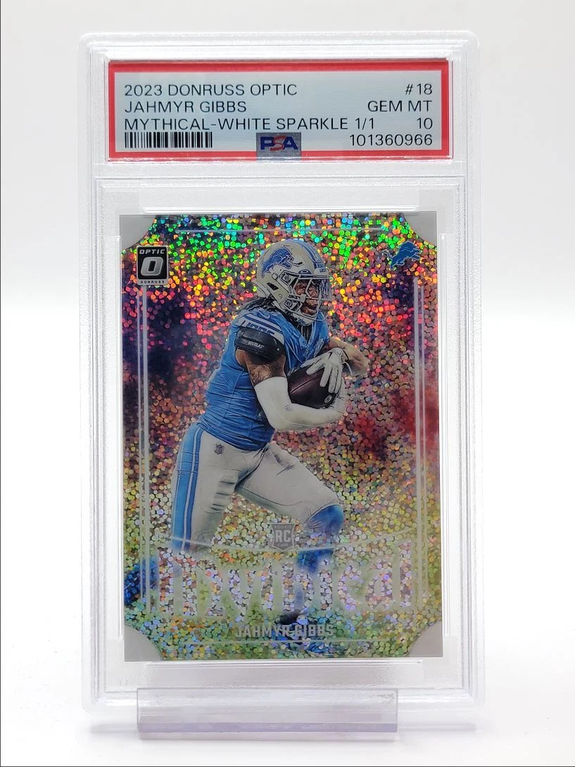 Jahmyr Gibbs Panini Donruss Optic Mythical #18 White Sparkle 1/1