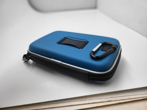 BLUE TRAVEL HARD ZIPPERED CASE WITH BELT CLIP FOR NINTENDO DSI XL OR 3DS XL #H18 - Picture 5 of 9