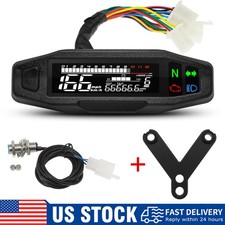 Lcd Digital Gauge Atv Motorcycle Bar Odometer Speedometer Tacho With Bracket