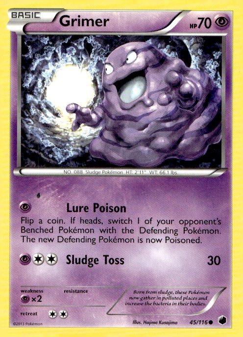 Grimer 45/116 Common Plasma Freeze Pokemon Lightly Played