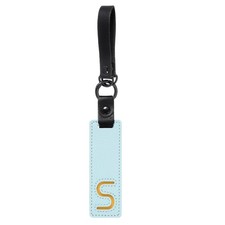 Initial Letter Keychain, PU Leather Alphabet Keychain, Sky Blue Letter S 