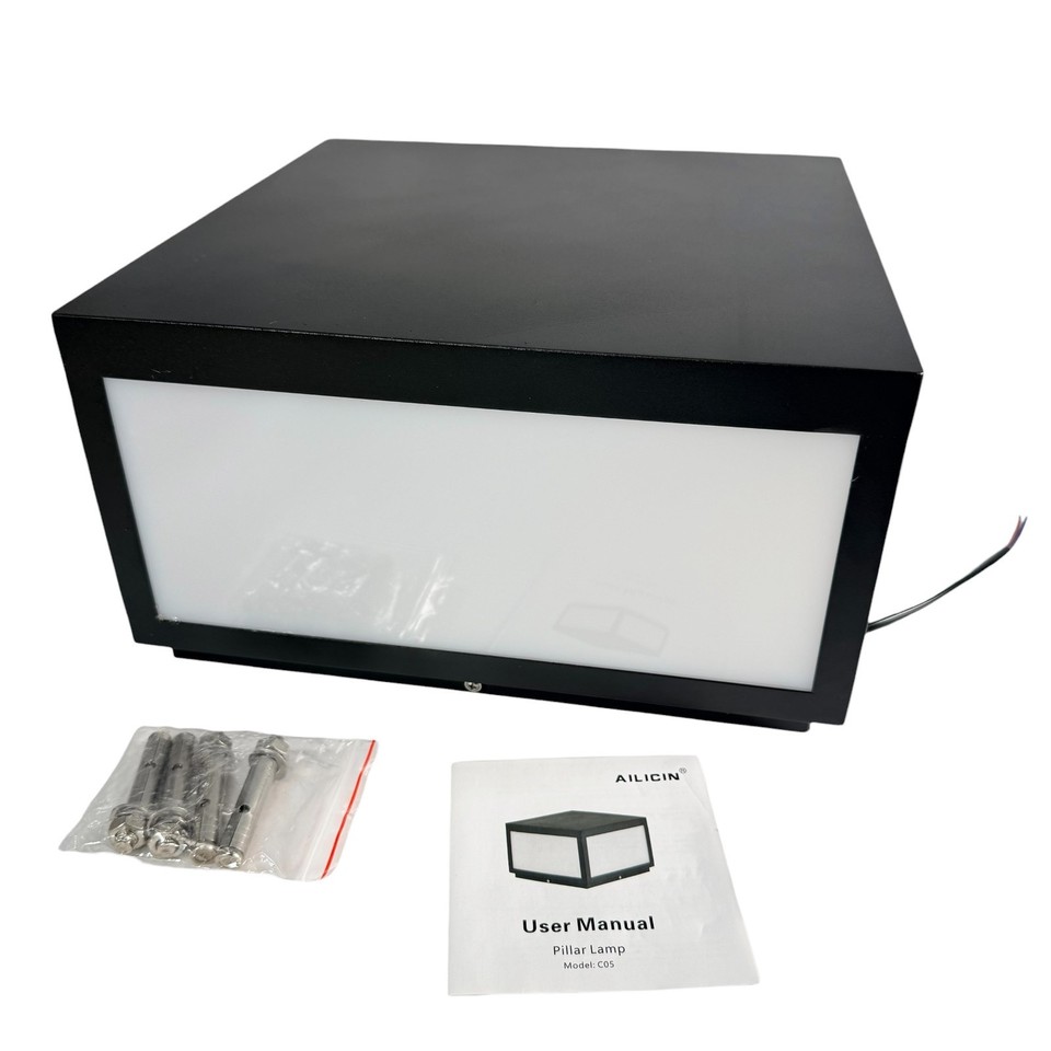 Pillar Lamp Post Light, Tempered Glass Shad Fence Deck Cap W11.8
