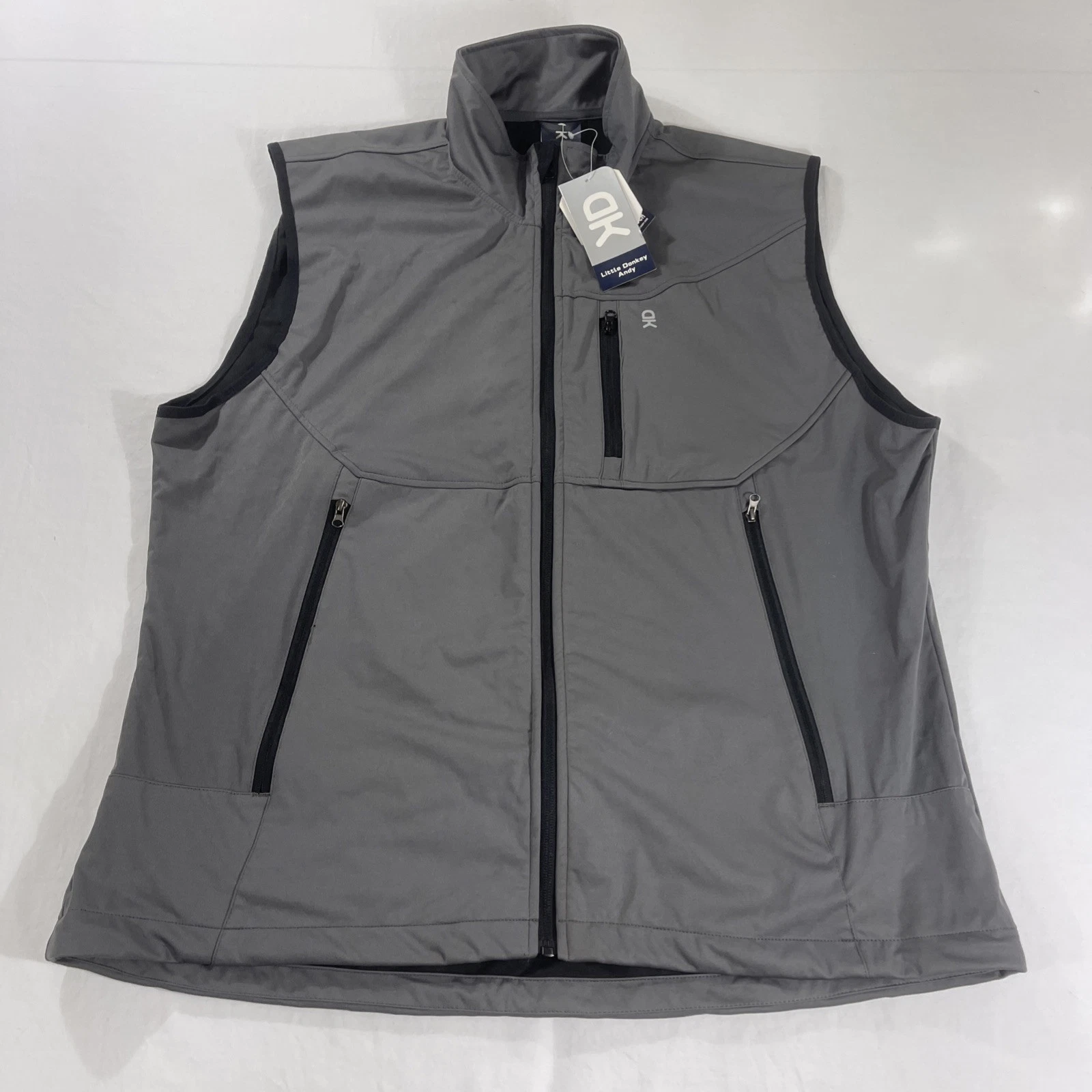 NWT Little Donkey Andy Men's L Vest Gray 4-Way Stretch Breathable Drytech Golf