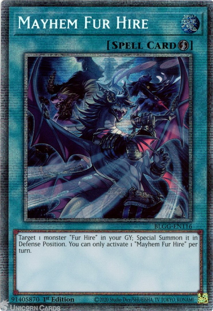 BLGG-EN116 Mayhem Fur Hire : Starlight Rare 1st Edition Mint YuGiOh Card