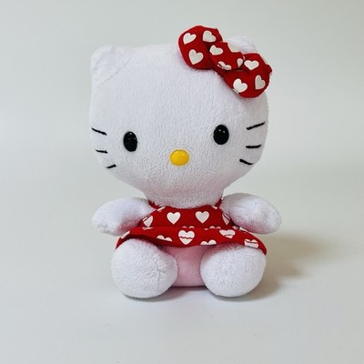 Ty Hello Kitty Sanrio rotes Kleid Outfit Herzen Stofftier Figur Beanie Plüsch 6 Zoll