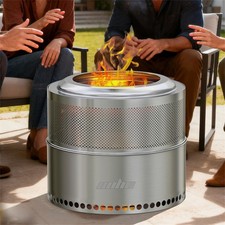 XL Stainless Steel Smokeless Fire Pit Wood Burning Firepit Backyard Patio Garden