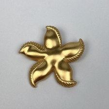 VTG Textured Matte Gold Tone Starfish Brooch Nautical Ocean Beach Pin Unsigned