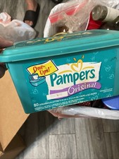 Vintage Pampers Baby Wipe Dispenser Container Empty One Ups