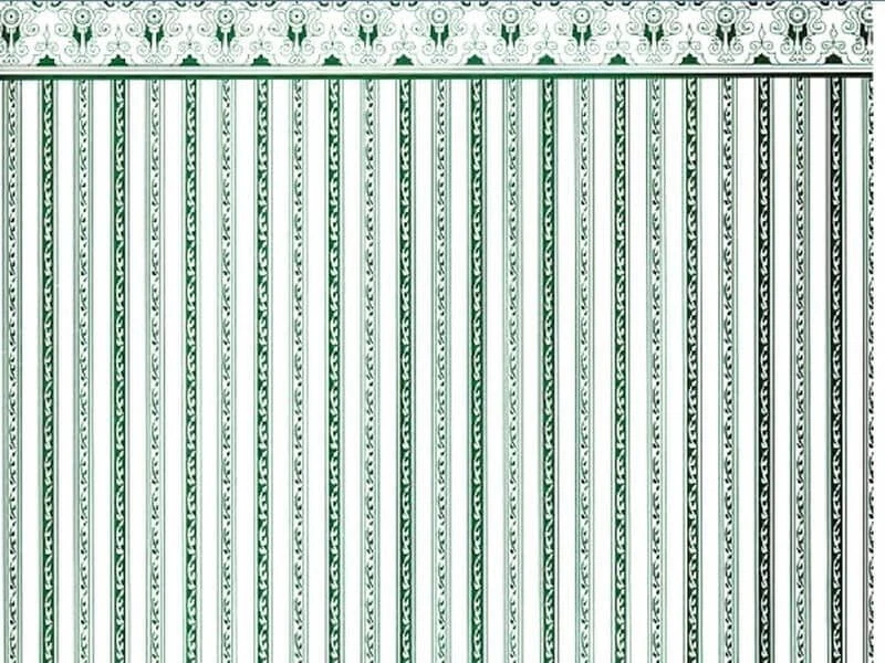 THE WONHAM COLLECTION Regency Weiß-Grün gestreift, Puppenhaus Puppenstube 1:12