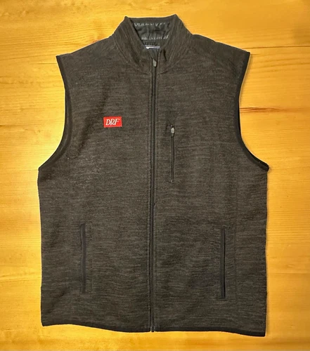 johnnie-O Men's Gray Knit Full Zip Vest Stand-Up Collar Zip Pockets Size L - product listing photo