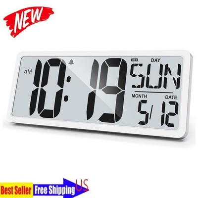 14.2 Inch Wall Desk Clock Large Digital Battery Operated W/ Backlight Decor New