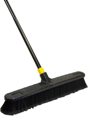 Quickie Bulldozer Smooth-Surface Push Broom 24 Inch, Black, Indoor and Outdoor C