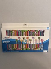 PENCIL PARTY 48 Piece Set With 24 Pencils 24 Erasers Fun Designs BRAND NEW