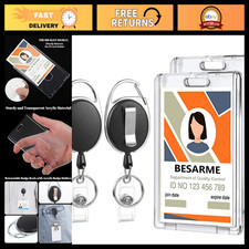 2 Pack Retractable Badge Reels with Clear Acrylic ID Holders - Durable  Lightwe