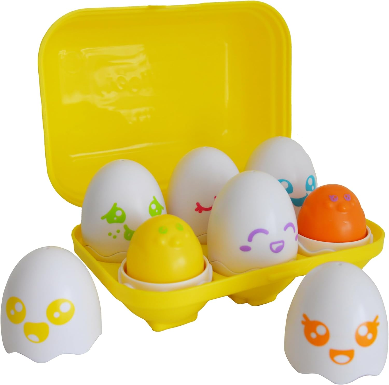 Hide and Squeak Eggs Baby Toy - Baby Box of Big Eggs with 3 Squeak Chicks and 3 Ra