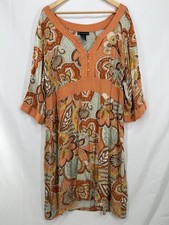 Boho Floral Midi Dress 2X Retro Hippie Festival Earthy Paisley Cottage Oversized
