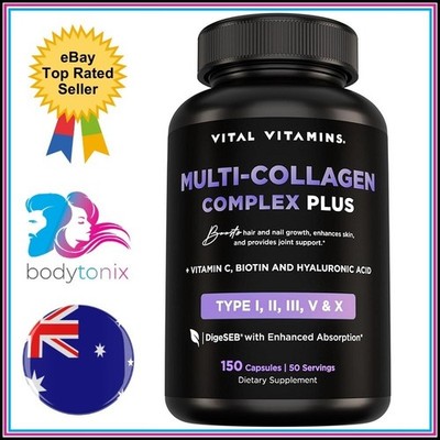 VITAL VITAMINS MULTI COLLAGEN PLUS Types I, II, III, V & X Skin Hair Nails 150C